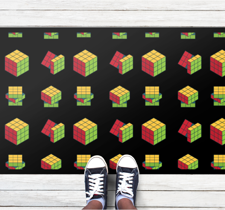 Rubik's Cube Pattern gaming vinyl rug - TenStickers