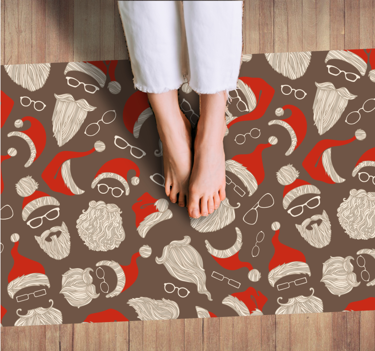 Santa Faces Pattern christmas vinyl rug - TenStickers