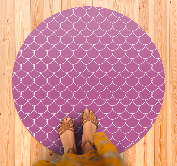 Pink scallop pattern textured vinyl rug - TenStickers