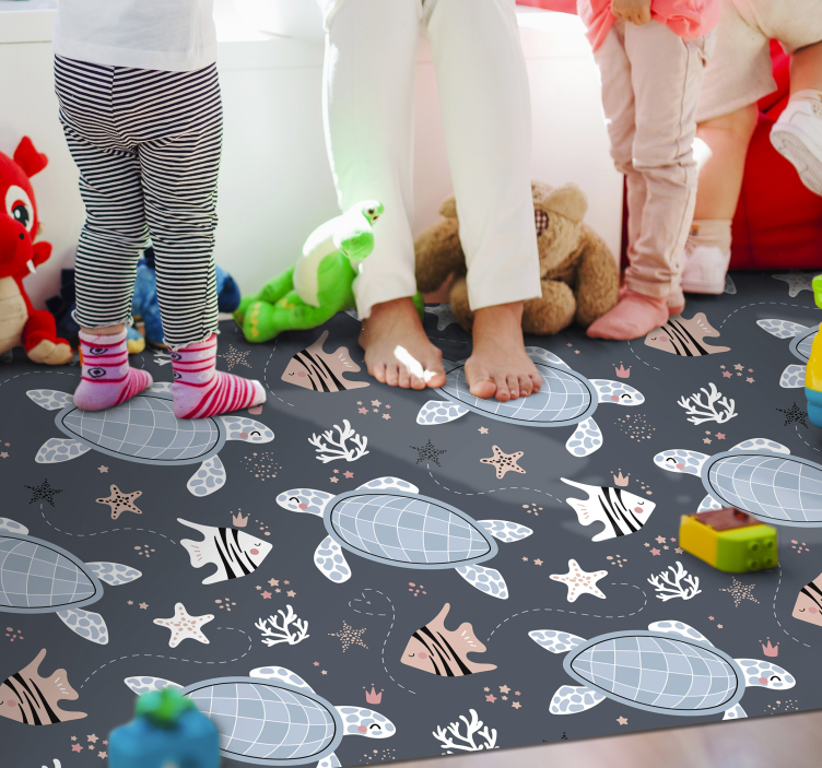 Seafaring Creatures vinyl rug - TenStickers