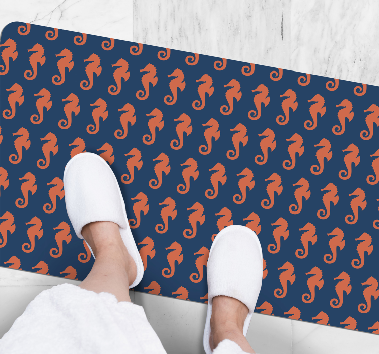 Seahorse pattern bathroom vinyl rug - TenStickers