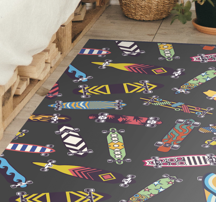 Skateboard Patterns gaming vinyl rug - TenStickers