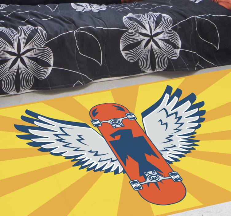 Skateboard Wings Decor vinyl rug - TenStickers