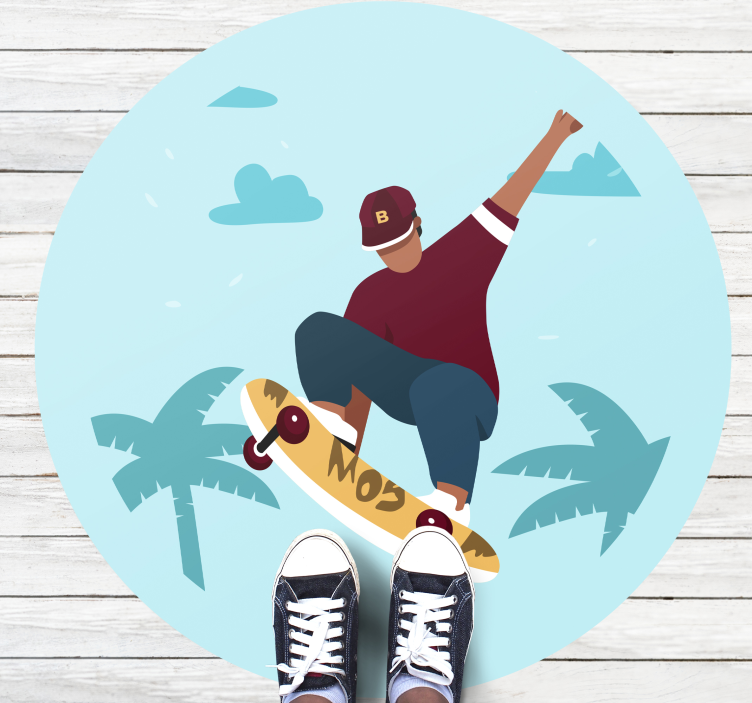 Skateboarding Illustration teenager vinyl rug - TenStickers