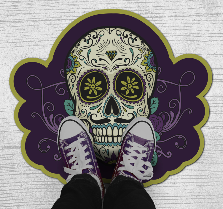 Skull Motif halloween vinyl rug - TenStickers