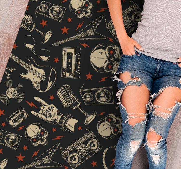 Skull Music Theme teenager vinyl rug - TenStickers
