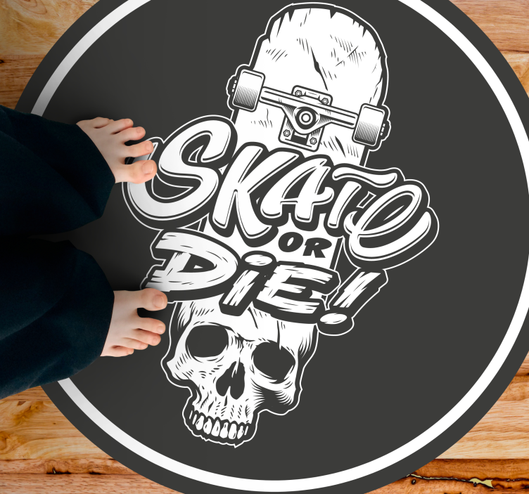 Skull skate or die teenager vinyl rug - TenStickers
