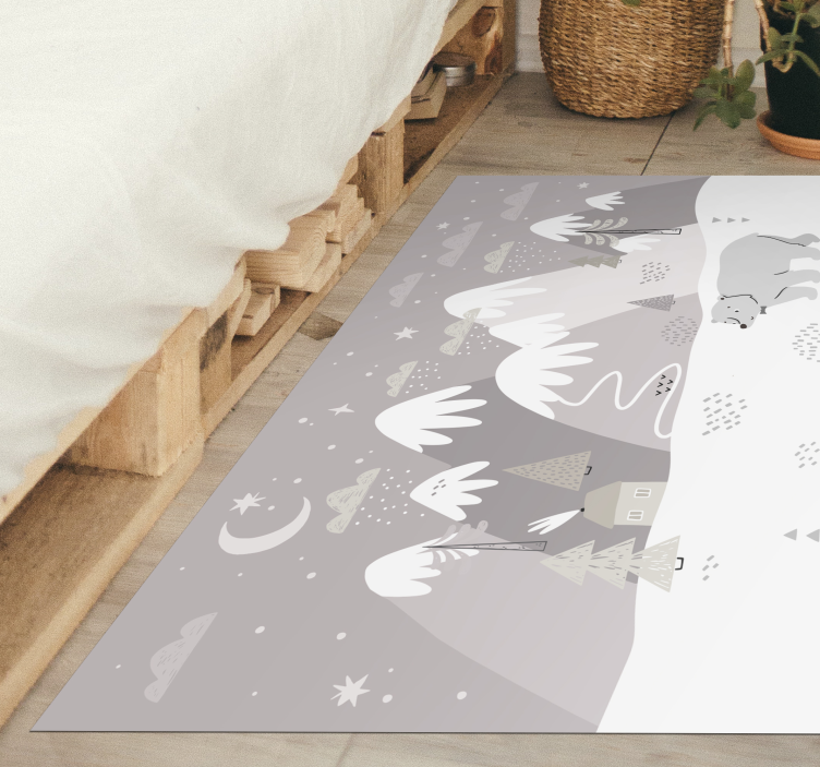 Snowy night scene vinyl rug - TenStickers