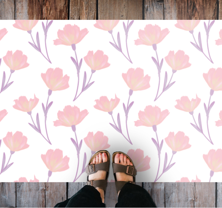 Soft floral patterns flower vinyl rug - TenStickers