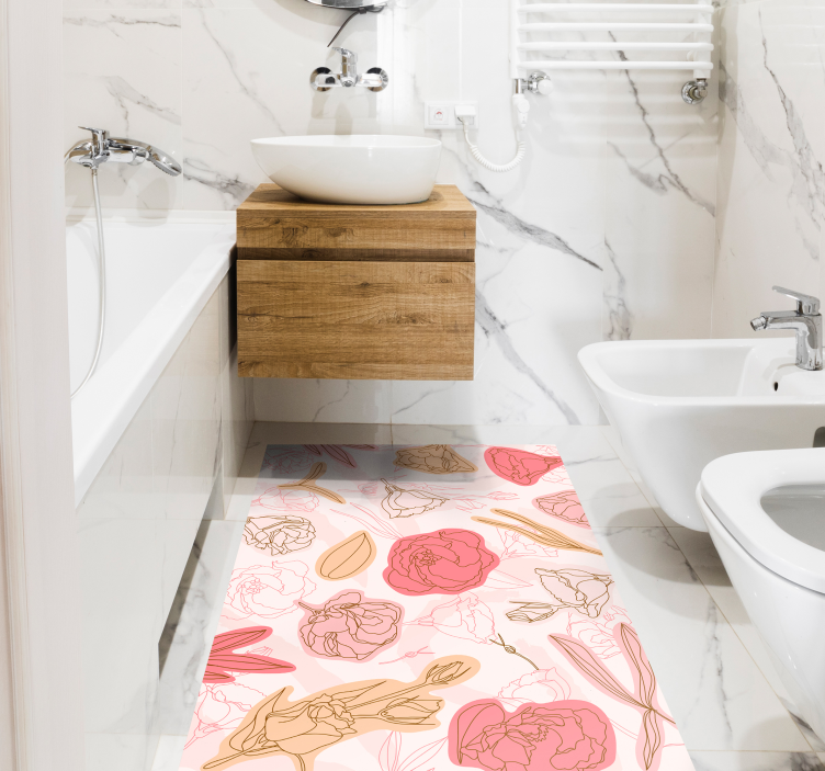 Sophisticated Botanical Element bathroom vinyl rug - TenStickers