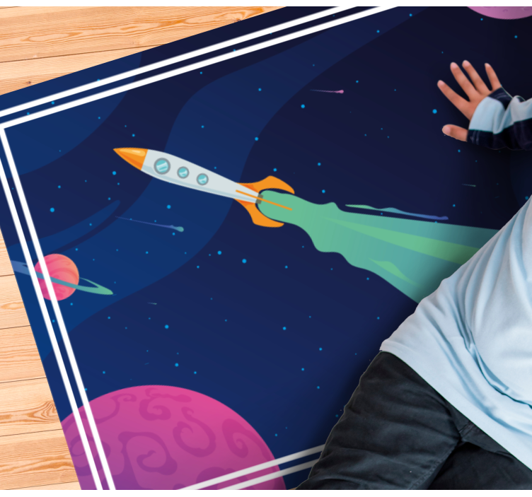 Spaceship in Orbit star vinyl rug - TenStickers