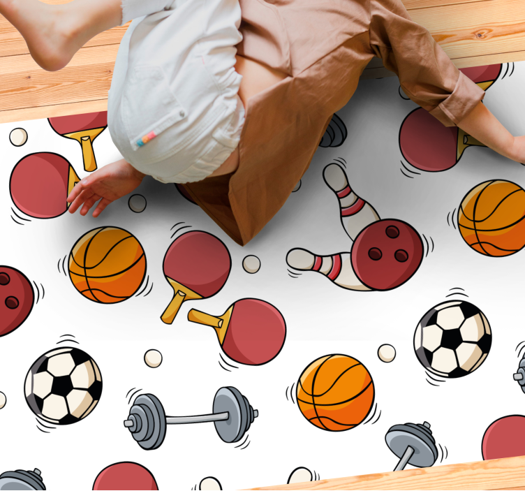 Sports Fun Elements teenager vinyl rug - TenStickers