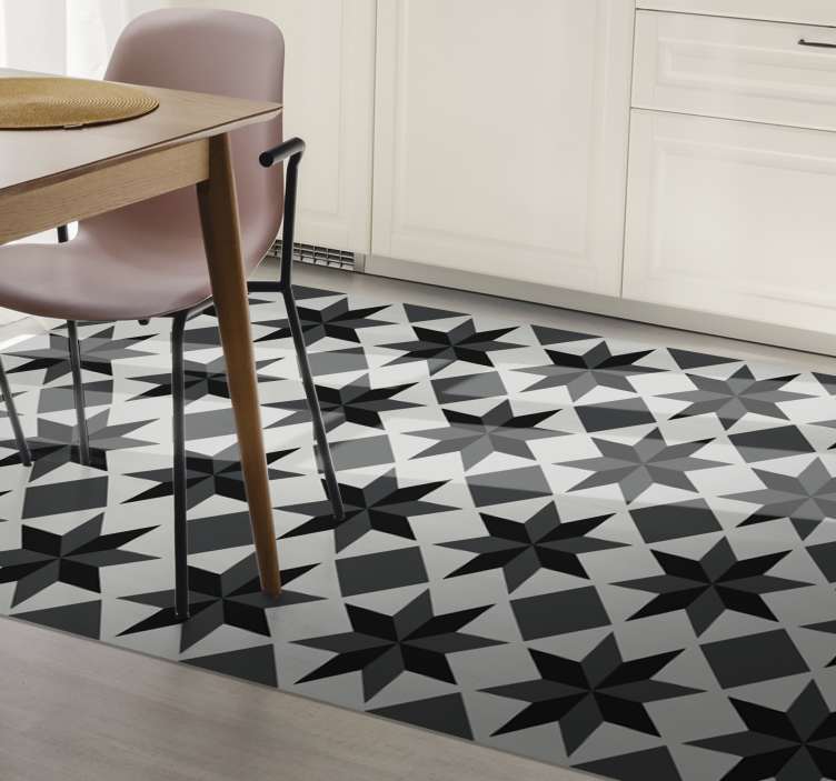 Black stars motif  kitchen vinyl rug - TenStickers