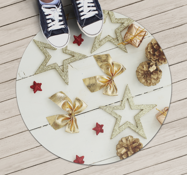 Stars and Bows Christmas Vinyl Rug - TenStickers