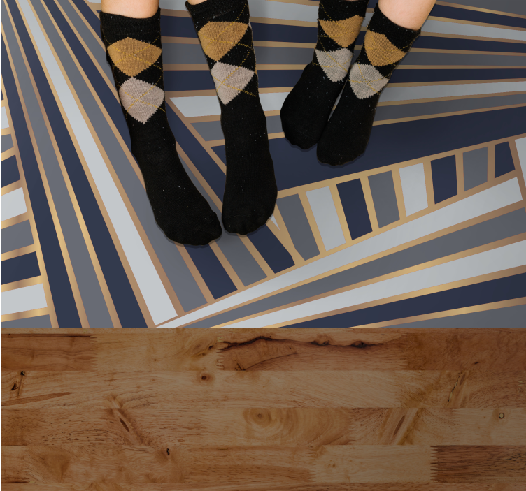 Striking grey motif stripes vinyl rug - TenStickers