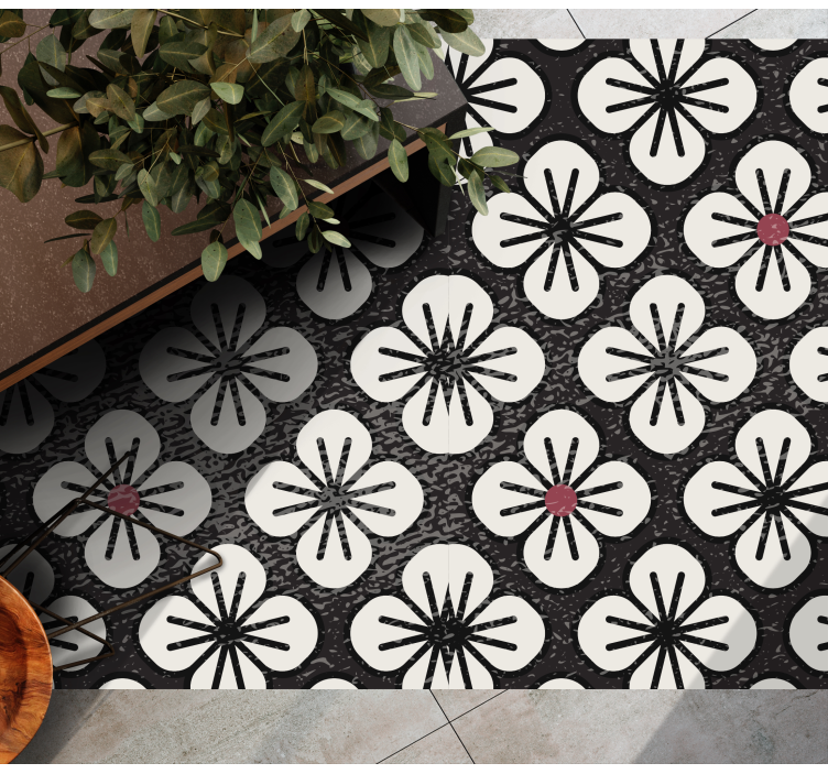 Stylish brown clovers flower vinyl rug - TenStickers