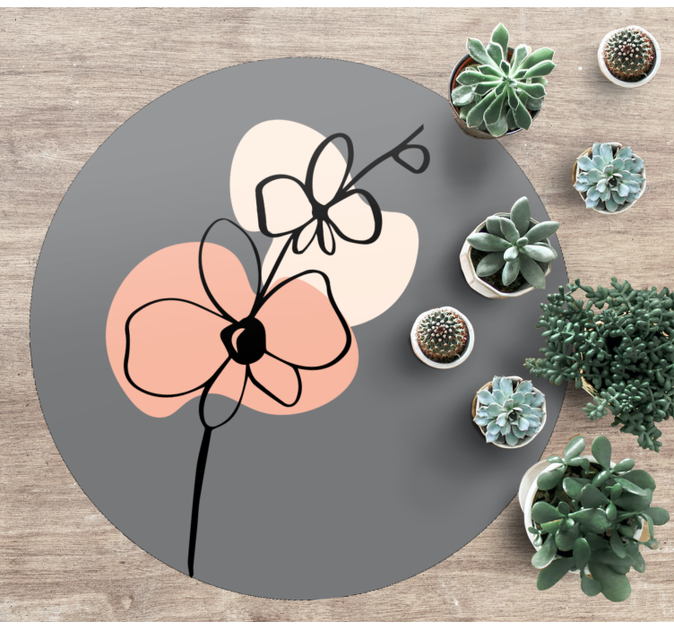 Minimalist stylish grey design flower vinyl rug - TenStickers