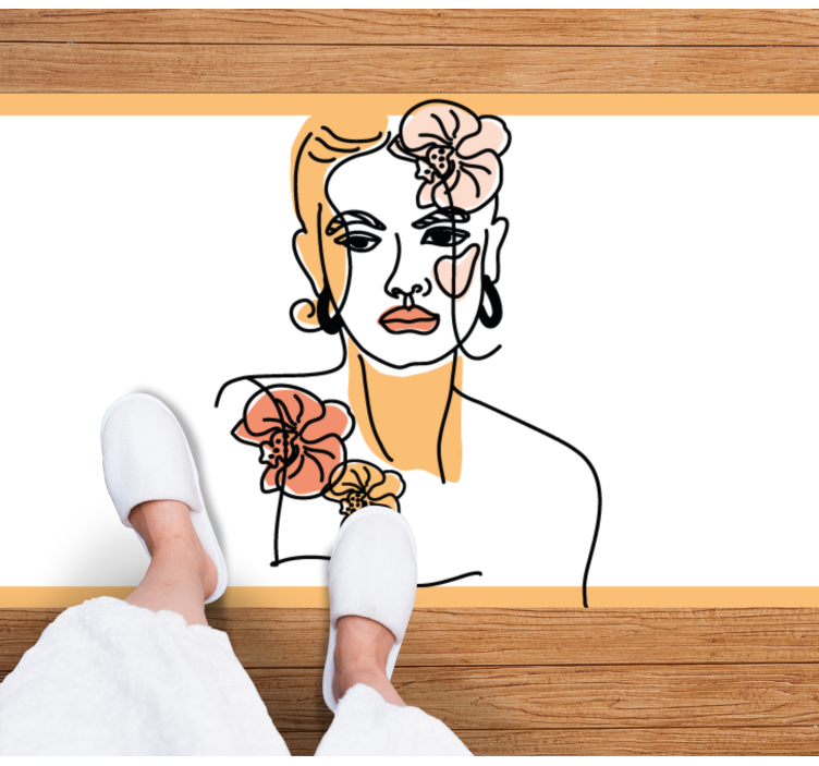 Stylish Floral Portrait modern vinyl rug - TenStickers