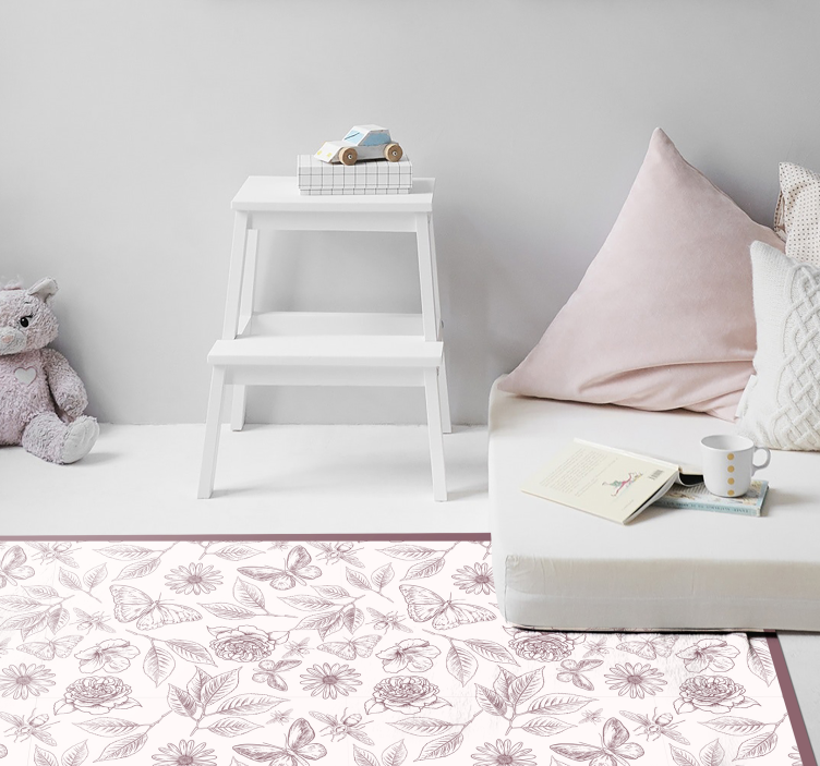 Subtle blossom arrangement flower vinyl rug - TenStickers