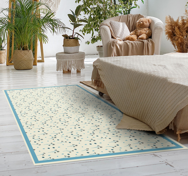 Subtle botanical motif bedroom vinyl rug - TenStickers