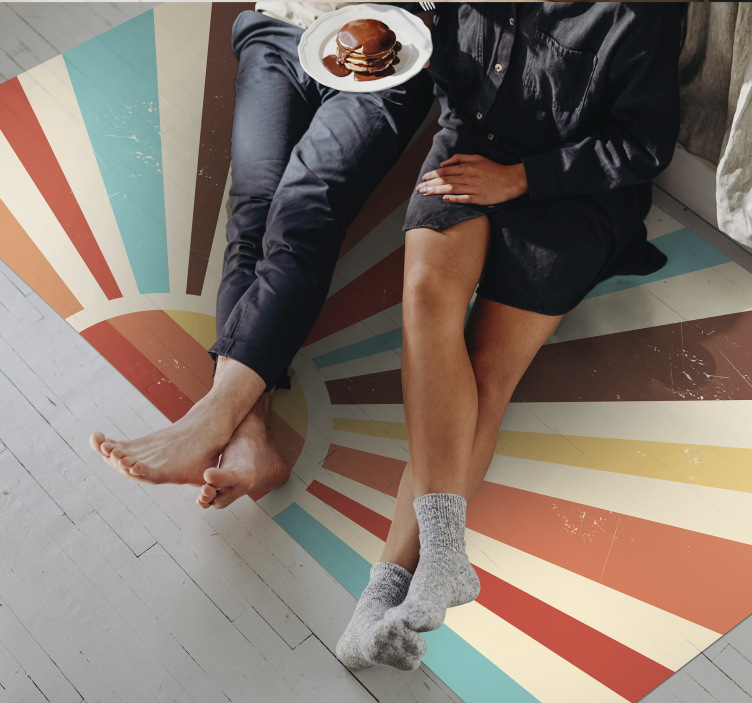 Sunburst Stripes stripes vinyl rug - TenStickers