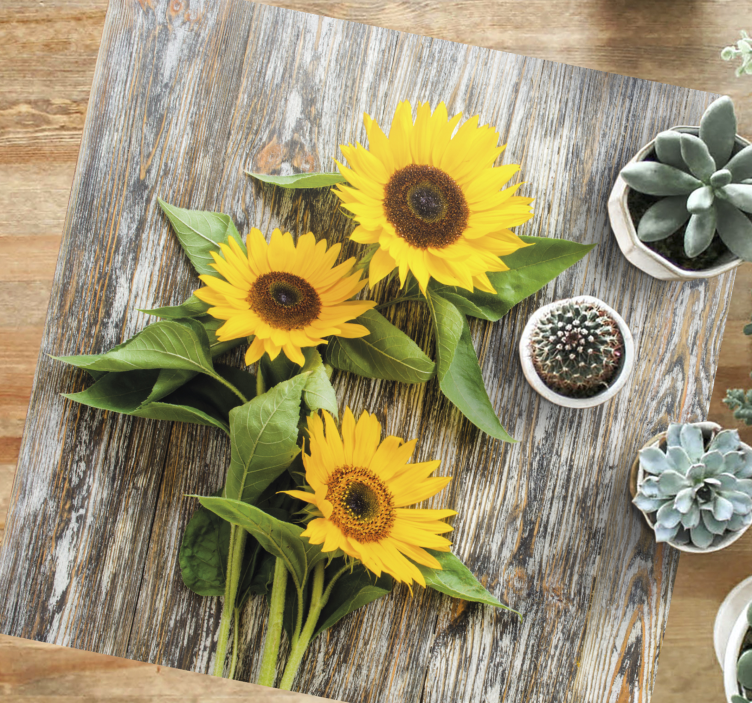 Sunflower Arrangement wood vinyl rug - TenStickers