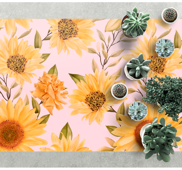 Sunflower Floral Concept flower vinyl rug - TenStickers
