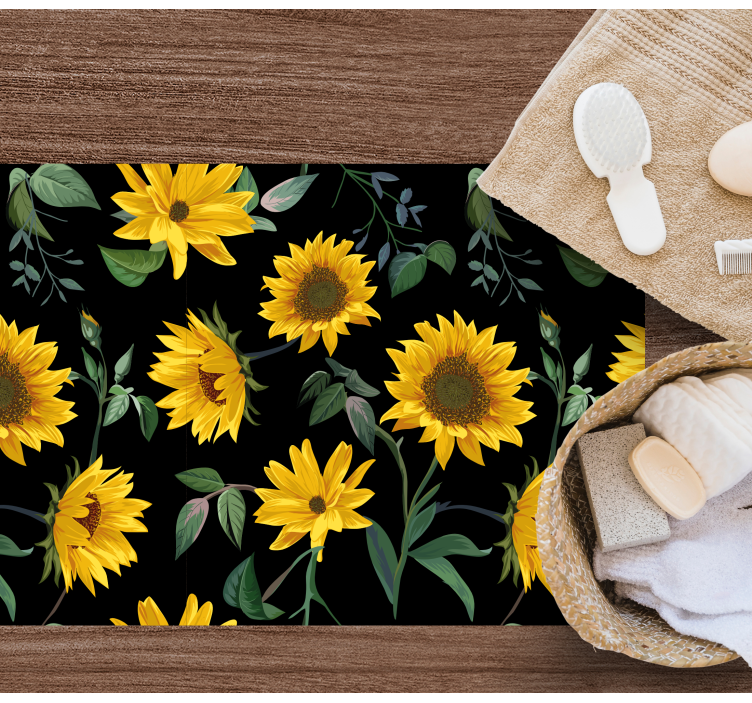 Sunflower Floral Pattern flower vinyl rug - TenStickers