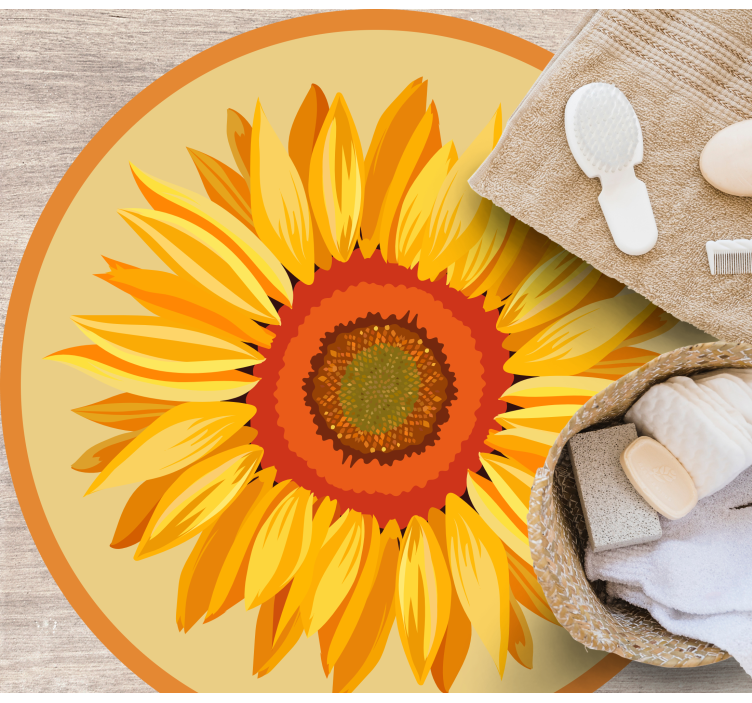 Sunflower Round flower vinyl rug - TenStickers