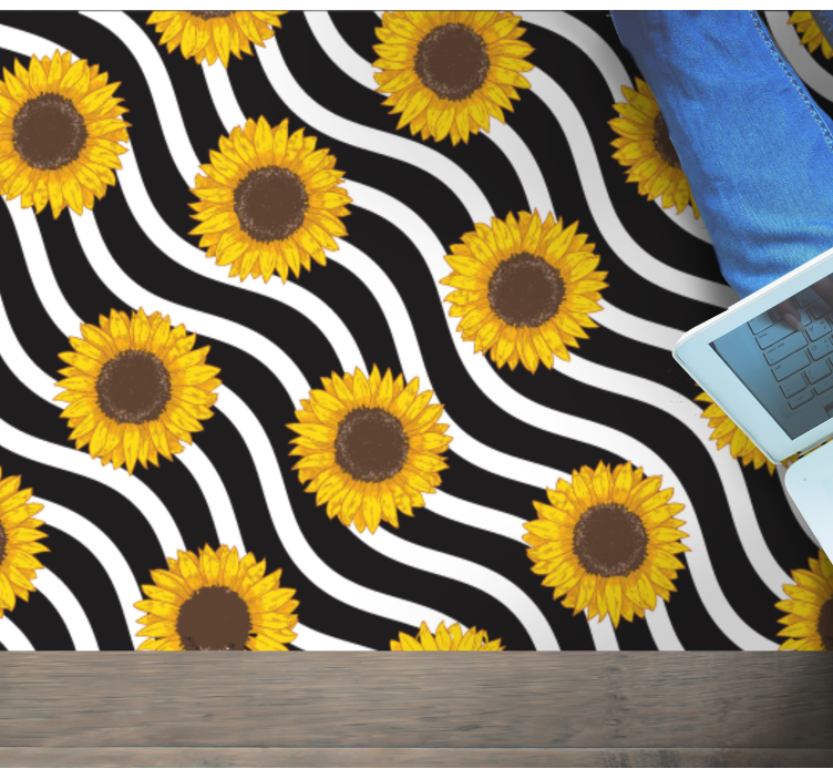 Sunflower Wave Pattern flower vinyl rug - TenStickers