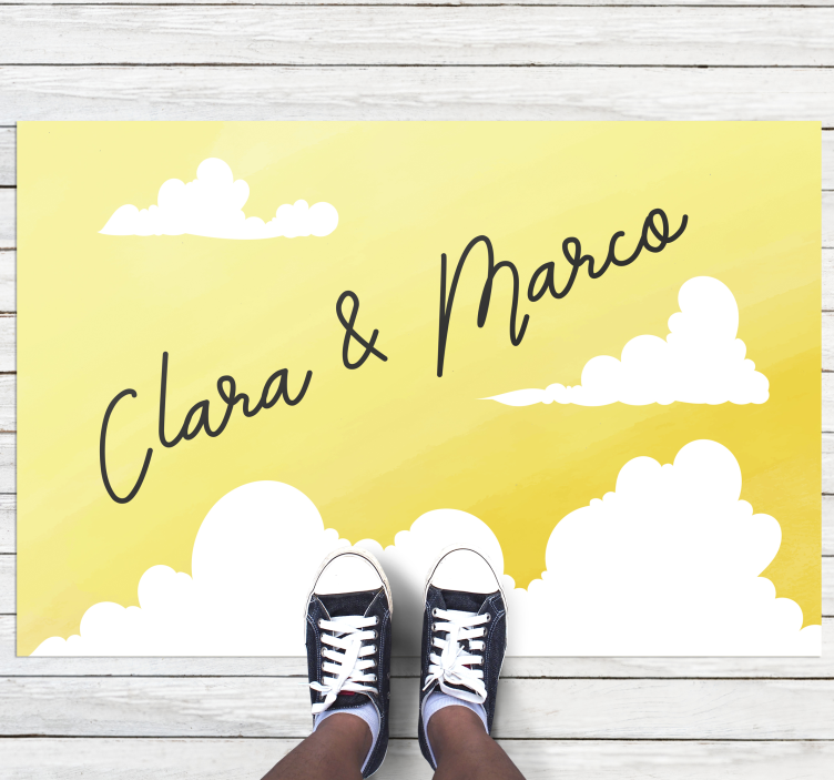 Cloudy couple design custom vinyl rug - TenStickers