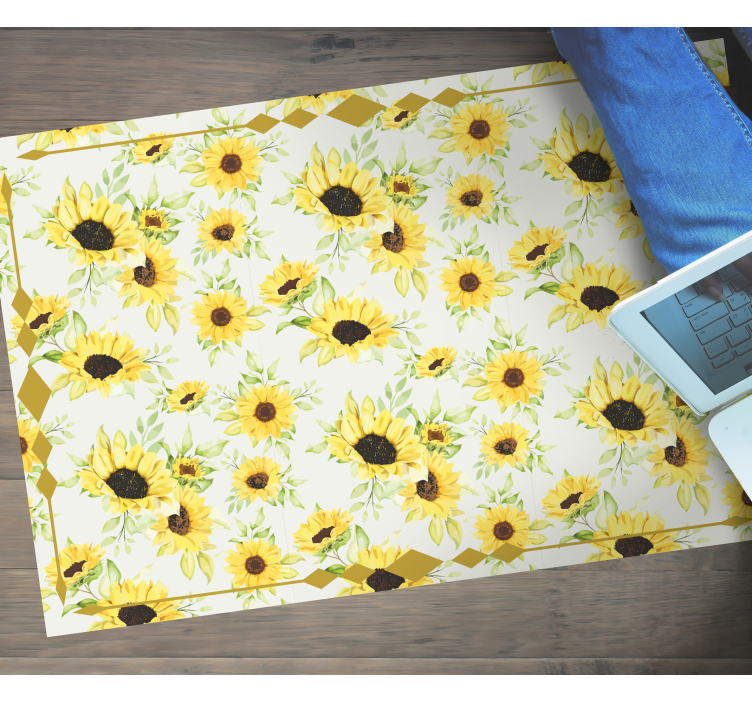 Sunny Floral Pattern flower vinyl rug - TenStickers