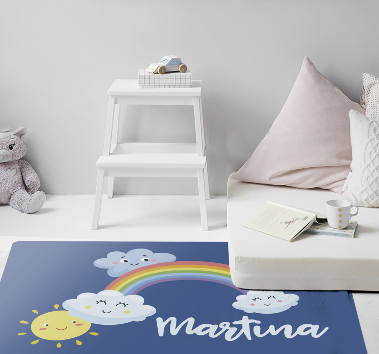 Custom clouds with rainbow vinyl rug - TenStickers