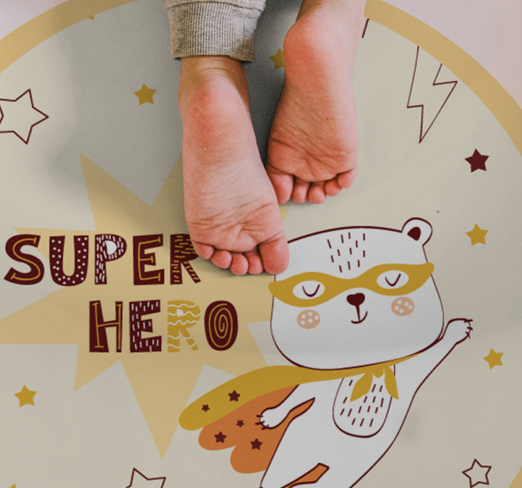 Superhero Bear kids vinyl rug - TenStickers