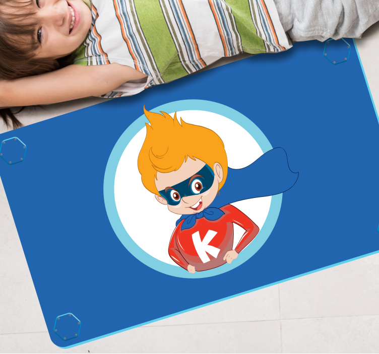 Superhero Cartoon Character playroom vinyl rug - TenStickers