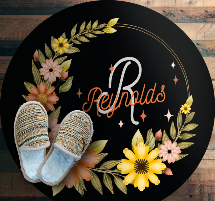 Surname with flowers floral rug - TenStickers