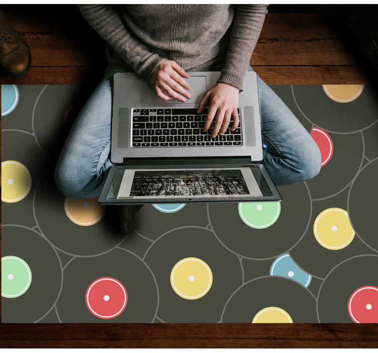 Teenager vinyl rug with colorful vinyl discs - TenStickers