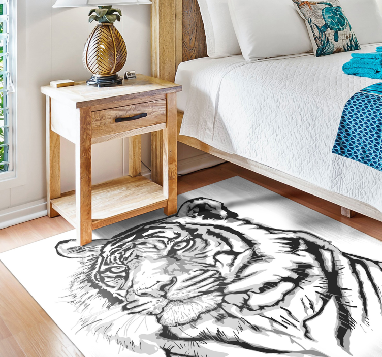 TIGER ARTISTIC PORTRAIT animal print vinyl rug - TenStickers
