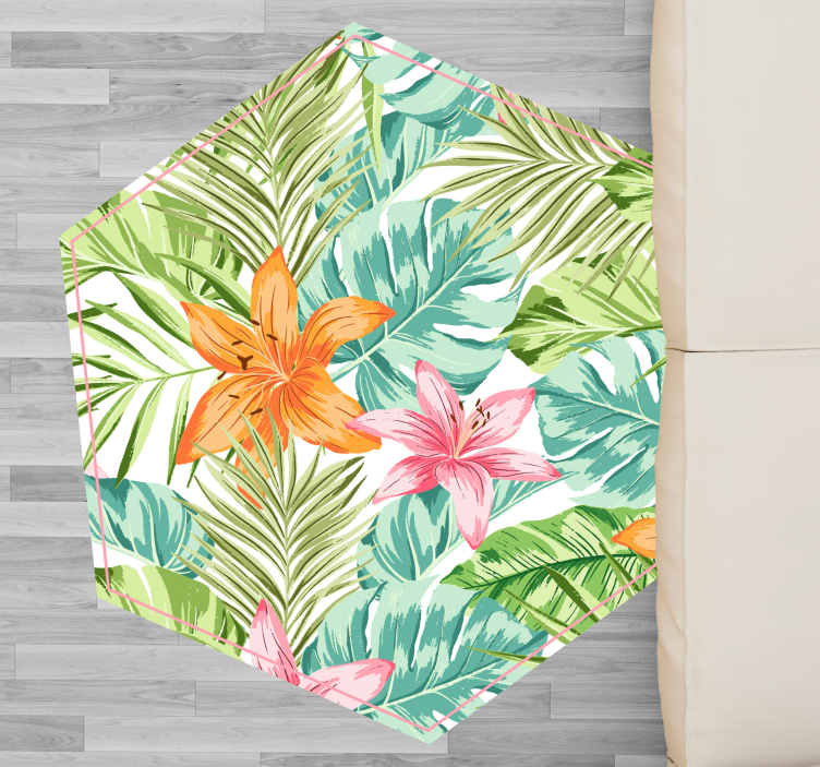 Tropical Flora flower vinyl rug - TenStickers