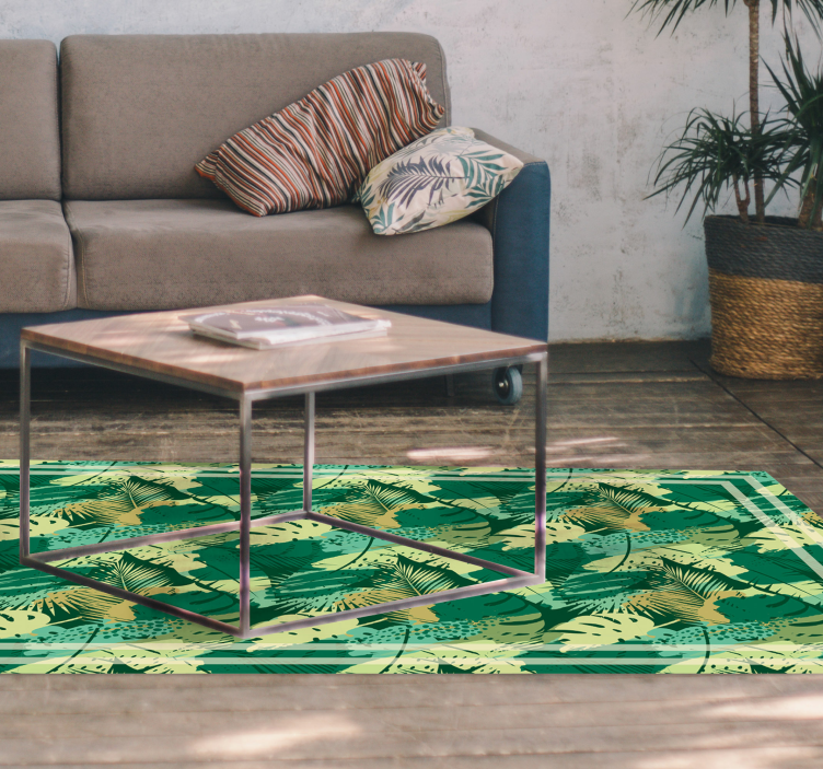 Tropical Foliage Array flower vinyl rug - TenStickers