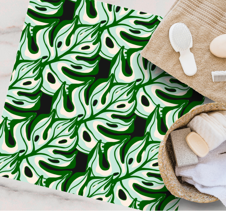 Tropical Foliage Print nature vinyl rug - TenStickers
