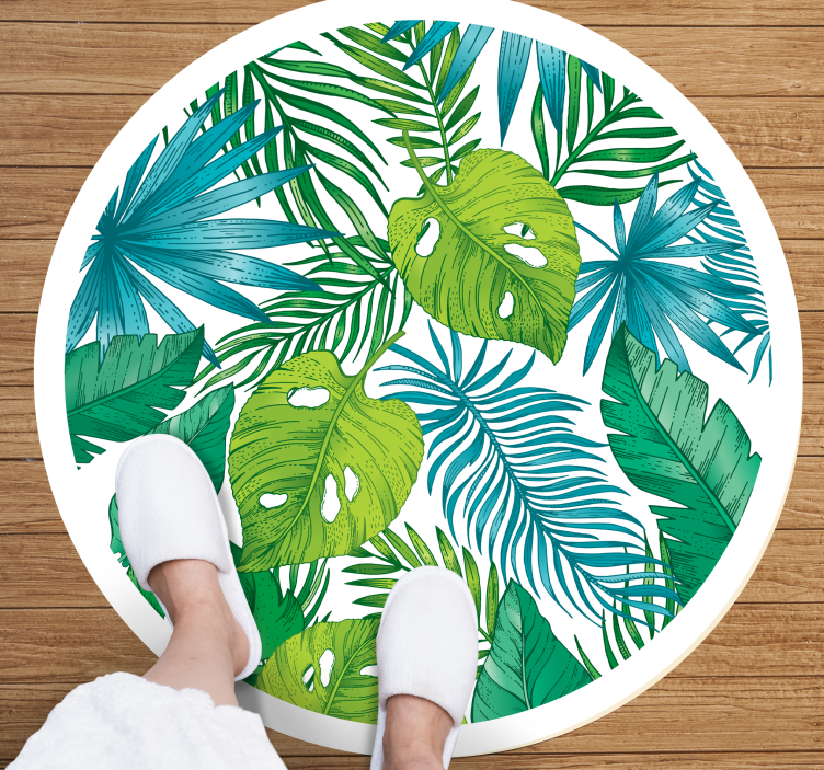 Tropical Leaf Designs nature vinyl rug - TenStickers
