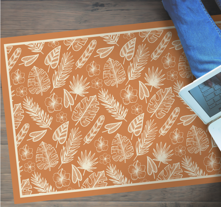 Tropical Leaf Inspiration flower vinyl rug - TenStickers