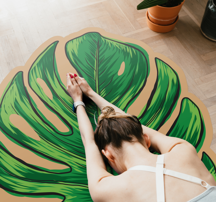 Tropical Leaf Shape flower vinyl rug - TenStickers