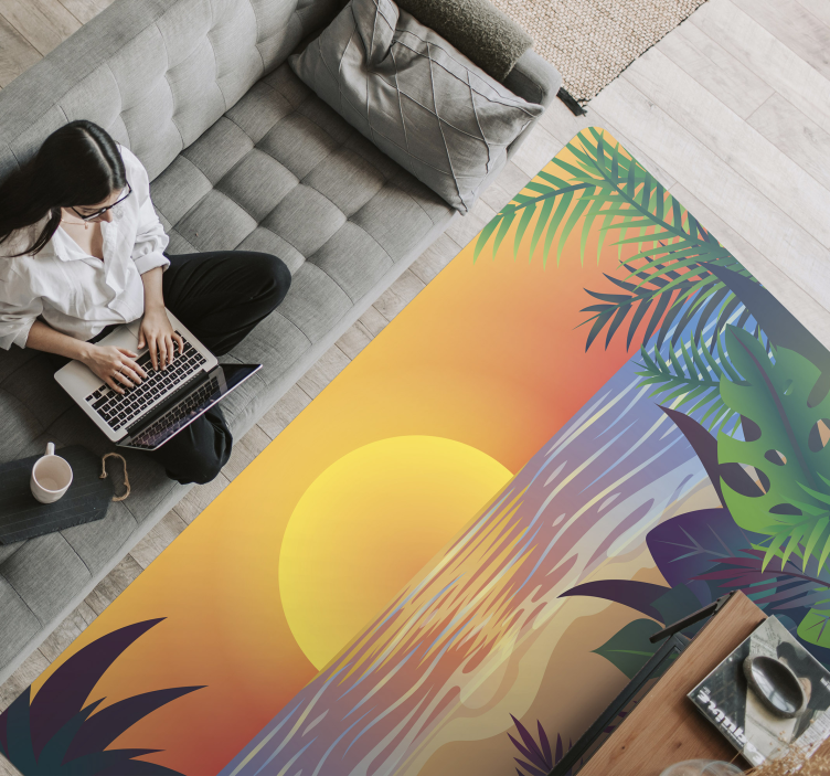 Tropical Sunset nature vinyl rug - TenStickers