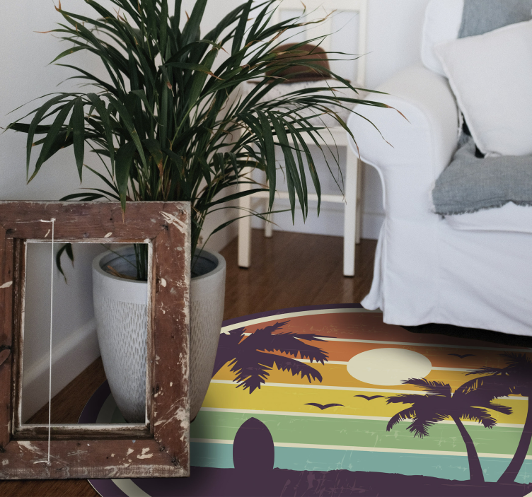 Tropical Sunset Scene nature vinyl rug - TenStickers