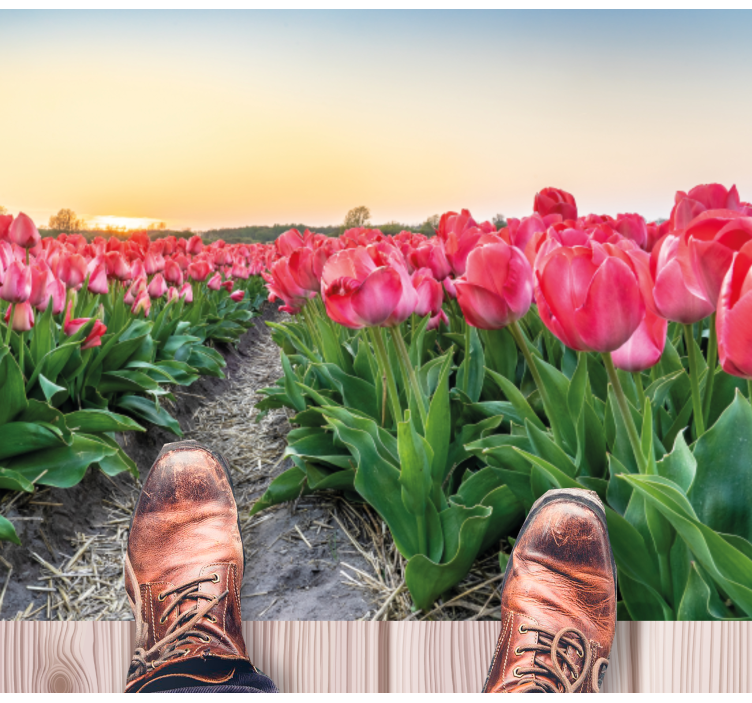 Tulip Field Perspective flower vinyl rug - TenStickers
