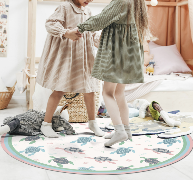 Turtle Play Circle vinyl rug - TenStickers