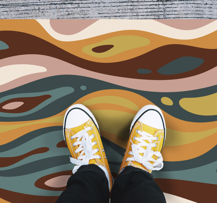 Undulating Earth Hues minimalist vinyl rug - TenStickers
