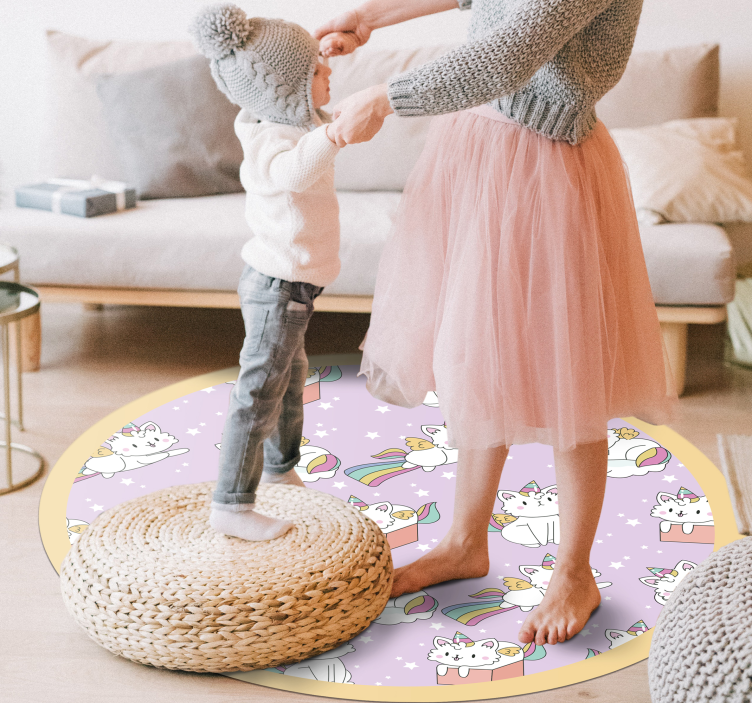 Unicorn Cat Adventure vinyl rug - TenStickers